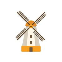 Classic dutch windmill generating clean energy on white background vector