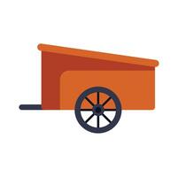 Orange covered wagon cart standing isolated on white background vector