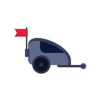 Small camper trailer with red flag waving in the wind vector