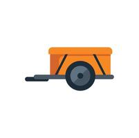 Orange utility trailer with one axle standing on white background vector
