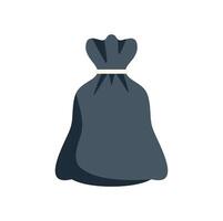Black trash bag tied with string on white background vector