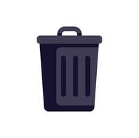 Dark grey metal trash can icon representing removing or deleting data vector