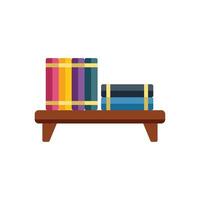 Wooden bookshelf holding stack of books for reading vector