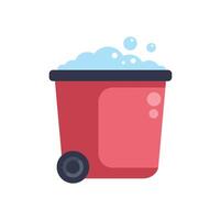 Wheeled trash can overflowing with soapy water vector
