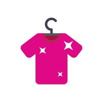 Pink t shirt hanging on hanger with sparkles representing cleanliness vector