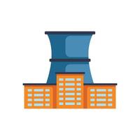 Nuclear power plant cooling tower behind buildings providing electricity vector