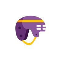 Purple hockey helmet protecting player from injury during game vector