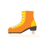 Yellow ice skate standing on ice surface illustration vector