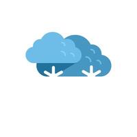 Blue cloud casting a shadow with snowflakes falling to the ground vector