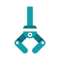 Industrial robot arm claw picking up something using artificial intelligence vector