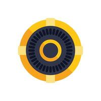 Round engine part with cogwheel working on white background vector