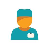 Doctor wearing scrubs with blank name tag icon illustration vector