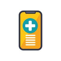Smartphone showing medical app interface with cross symbol vector