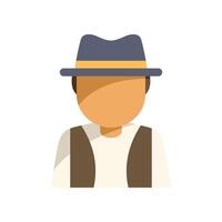 Male farmer character wearing a hat and vest flat icon design vector