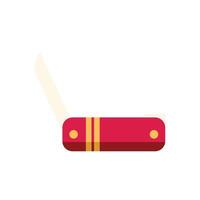 Red pocket knife open with sharp blade showing vector