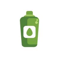 Green bottle containing cosmetic product with drop logo vector