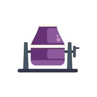 Purple concrete mixer mixing cement for construction project vector