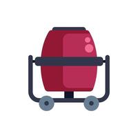 Mobile concrete mixer standing on wheels for construction works vector