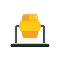 Rotating drum concrete mixer working on a building site vector