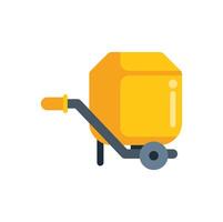 Yellow concrete mixer using one wheel for construction vector