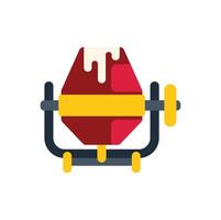 Concrete mixer mixing cement for construction site building project flat style icon vector