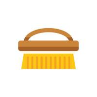 Cleaning brush with wooden handle for scrubbing and washing vector