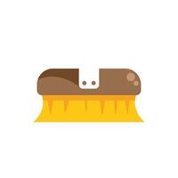 Scrub brush cleaning tool with yellow bristles and brown handle icon vector