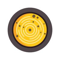 Top view of a delicious golden pancake with chocolate chips being served on a plate vector