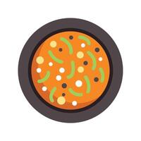 Round plate containing delicious soup with vegetables vector