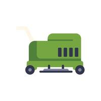 Green lawn mower cutting grass side view flat icon vector