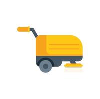 Yellow cleaning machine scrubbing floor with rotating brushes vector