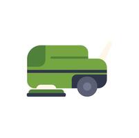 Green lawn mower cutting grass in modern flat style icon vector