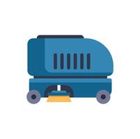 Blue cleaning machine scrubbing the floor using rotating brushes vector