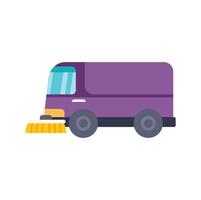 Street cleaning machine using rotating brushes on road vector