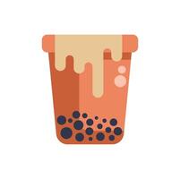 Bubble tea cup dripping with milk tea and tapioca pearls illustration vector
