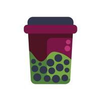 Disposable cup full of bubble tea showing tapioca pearls vector