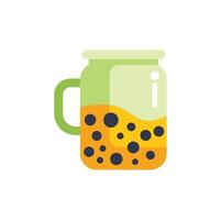Boba tea in mason jar with green handle representing refreshing beverage vector