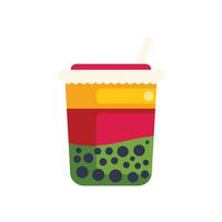 Bubble tea showing layers in disposable plastic cup with straw vector