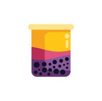 Bubble tea cup showing layers of tapioca balls, milk and ice vector
