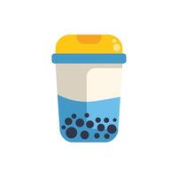 Bubble tea showing bubbles in plastic cup with yellow lid vector