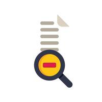 Magnifying glass showing minus sign for unsuccessful search result vector