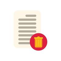 Document being deleted with trash can icon vector
