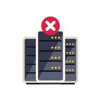 Database server down with red cross mark showing error vector