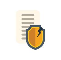 Broken shield covering important documents representing data breach vector