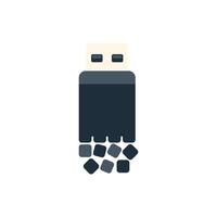 Usb flash drive losing data as binary code in flat design vector