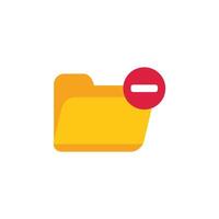 Yellow computer folder being deleted with minus sign vector