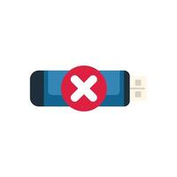 Usb flash drive is showing error with cross sign icon vector