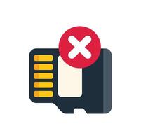 Memory card showing error message with red cross sign vector