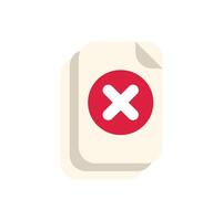 Stack of documents with red cross mark showing error vector