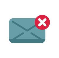 Closed mail envelope with red cross showing error sending message vector